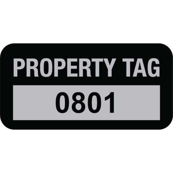 Lustre-Cal Property ID Label PROPERTY TAG5 Alum Black 1.50in x 0.75in Serialized 0801-0900, 100PK 253769Ma1K0801 - main